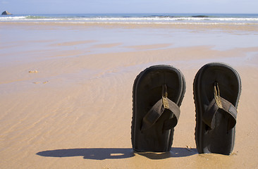 Image showing Sandals at the beach