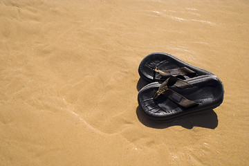 Image showing Sandals at the beach