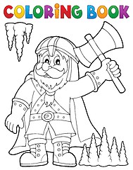 Image showing Coloring book dwarf warrior theme 1