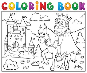 Image showing Coloring book king on horse theme 2