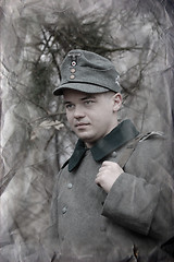 Image showing WWII german soldier.Retro stile