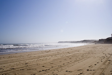 Image showing Foggy beach landscape