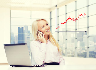 Image showing smiling businesswoman calling on smartphone