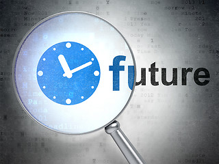 Image showing Time concept: Clock and Future with optical glass