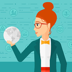 Image showing Woman holding globe.