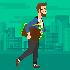 Image showing Man with suitcase full of money.