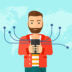 Image showing Man using smartphone.