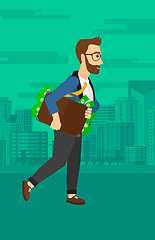 Image showing Man with suitcase full of money.