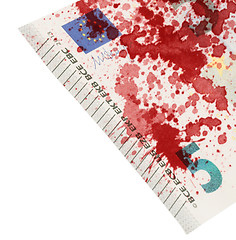 Image showing Close-up of a 5 euro bank note, stained with blood