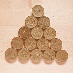 Image showing  Pound coins vintage