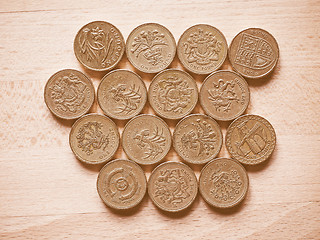 Image showing  Pound coins vintage