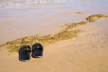 Image showing Sandals at the beach