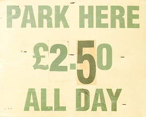 Image showing  Parking sign vintage