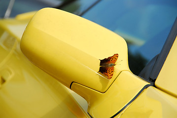 Image showing Mirror of yellow sports car