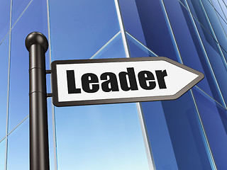 Image showing Finance concept: sign Leader on Building background