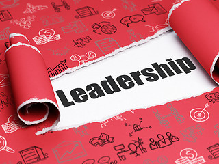 Image showing Business concept: black text Leadership under the piece of  torn paper