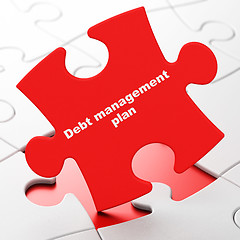 Image showing Business concept: Debt Management Plan on puzzle background