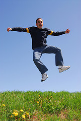 Image showing Man jump happy