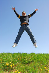 Image showing Man jumping happy