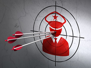 Image showing Law concept: arrows in Police target on wall background