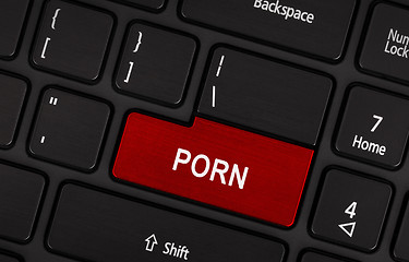 Image showing Pressing porn button on a computer keyboard