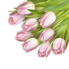 Image showing Beautiful bouquet of pink tulips. EPS 10