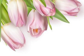 Image showing Bouquet of pink tulips. EPS 10