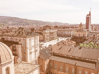 Image showing Retro looking Piazza Castello Turin