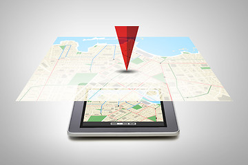 Image showing tablet pc with gps navigator map on screen