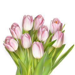 Image showing Bouquet of pink tulips. EPS 10