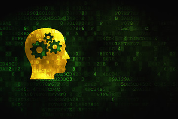 Image showing Information concept: Head With Gears on digital background