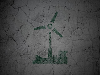 Image showing Manufacuring concept: Windmill on grunge wall background