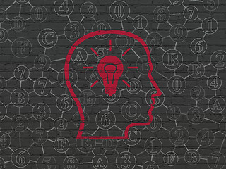 Image showing Data concept: Head With Lightbulb on wall background