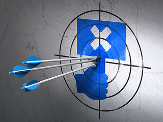 Image showing Politics concept: arrows in Protest target on wall background