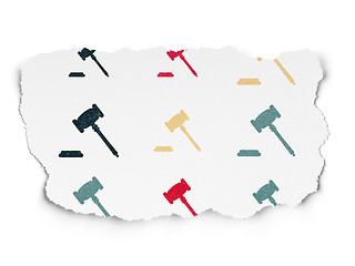 Image showing Law concept: Gavel icons on Torn Paper background