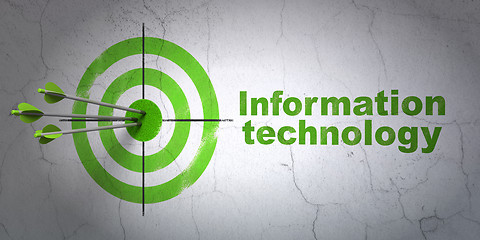 Image showing Information concept: target and Information Technology on wall background