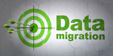 Image showing Information concept: target and Data Migration on wall background