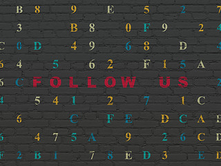 Image showing Social media concept: Follow us on wall background