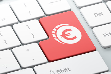 Image showing Banking concept: Euro Coin on computer keyboard background