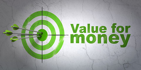 Image showing Banking concept: target and Value For Money on wall background