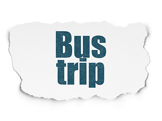 Image showing Vacation concept: Bus Trip on Torn Paper background