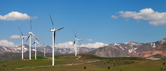 Image showing Panoramic view on wind farm