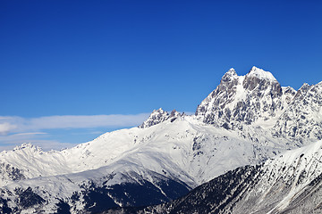 Image showing View on Mount Ushba in winter at sunny day