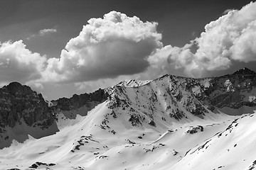 Image showing Black and white snowy mountains