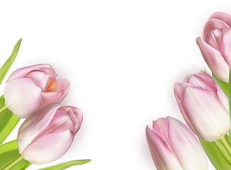 Image showing Beautiful bouquet of pink tulips. EPS 10