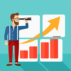 Image showing Man looking at positive bar chart.