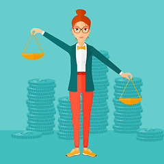 Image showing Business woman with scales.