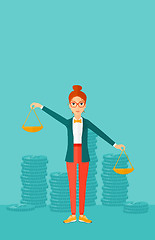 Image showing Business woman with scales.