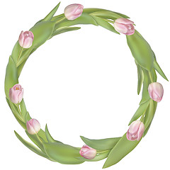 Image showing Circle frame with tulips flowers. EPS 10