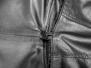 Image showing black leather coat detail
